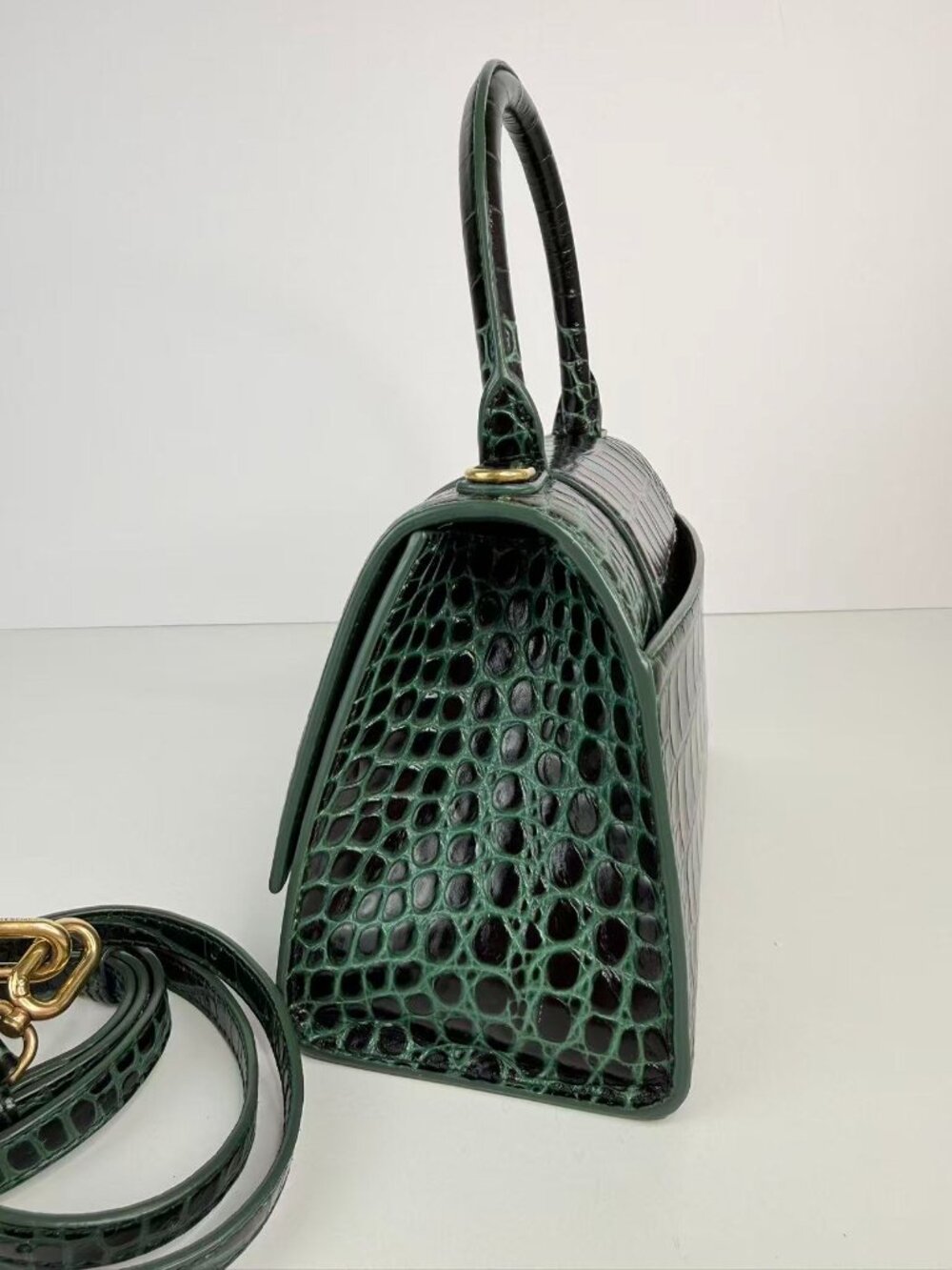 Balenciaga Hourglass XS Croc Embossed Leather Top Handle Crossbody Bag - Picture 4 of 11